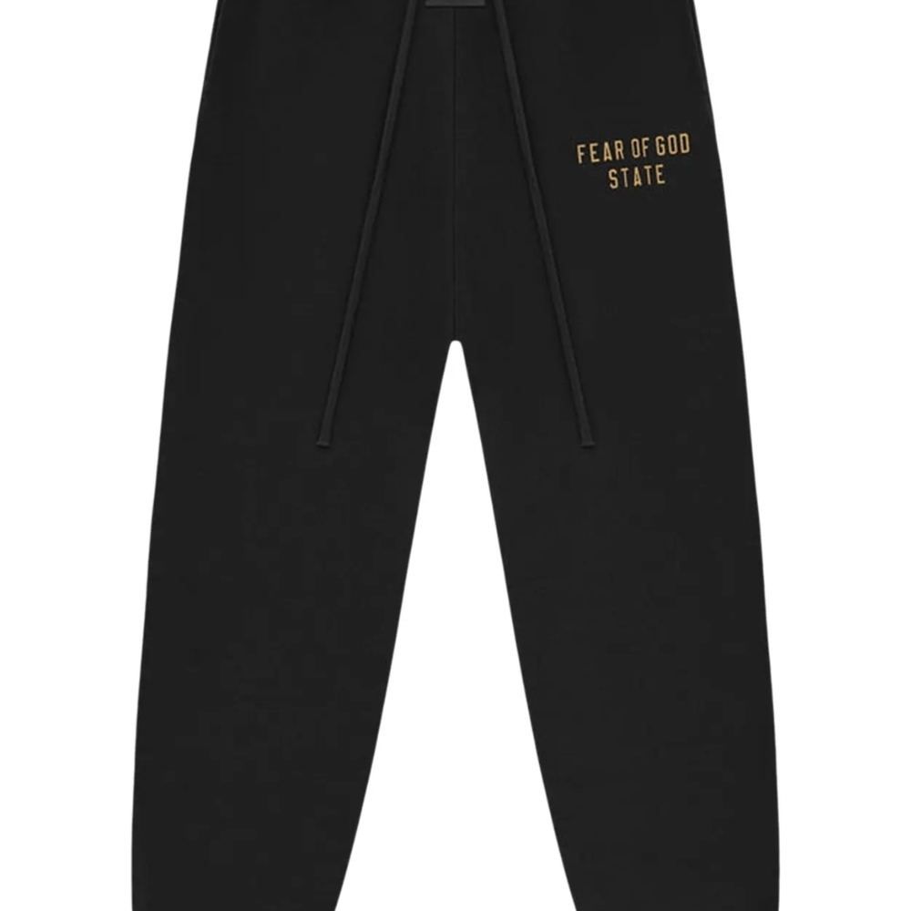 Fear of God Black Joggers with Gold Logo